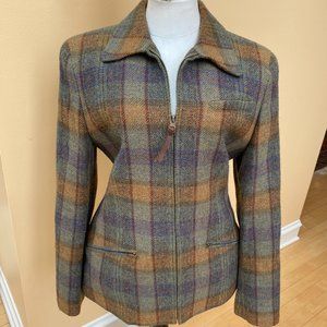Tailored Wool Blazer Madras Plaid
